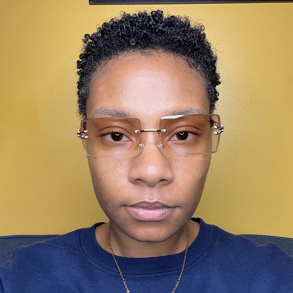 Gold Rimless Rectangular Glasses - Picture 2 of 6